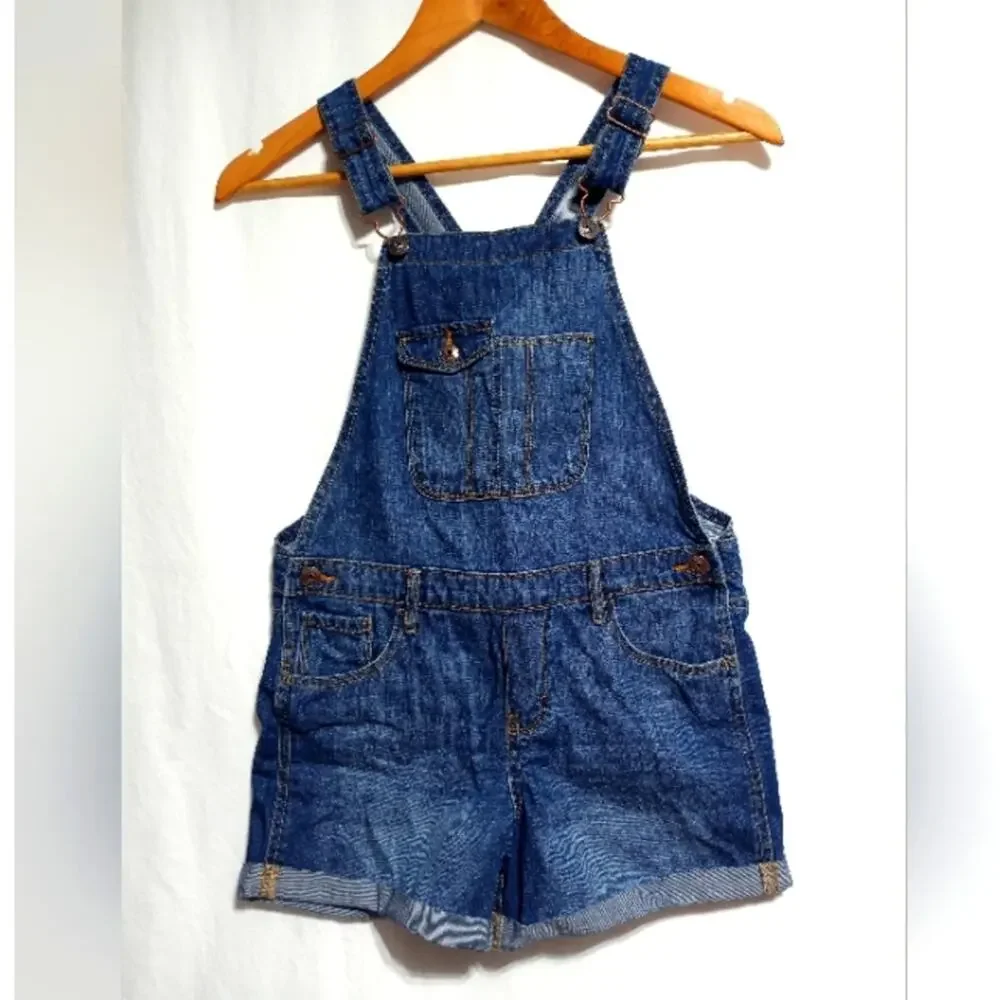 Oshkosh B'gosh Girls Denim Blue Jean Bib Overall Shorts Size Child 12